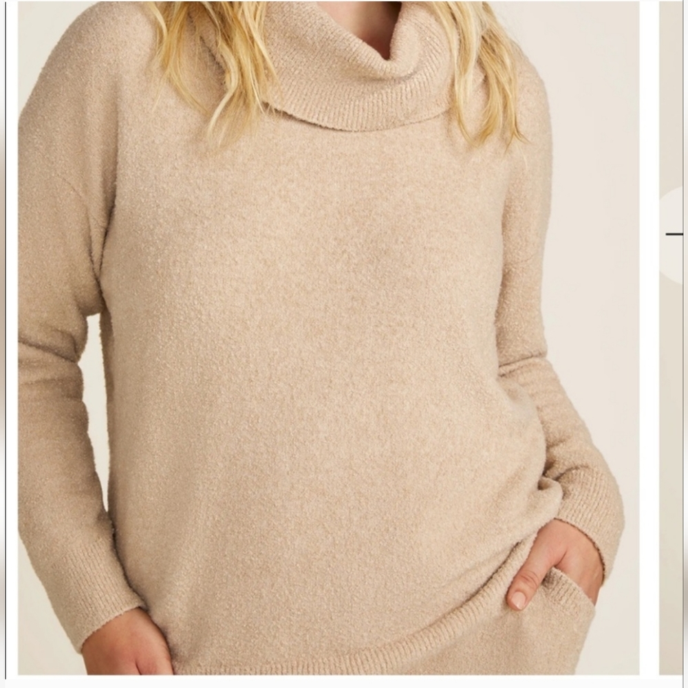 Barefoot Dreams CozyChic Ultra Lite Costal Cowl Neck Tunic Gray Sweater …